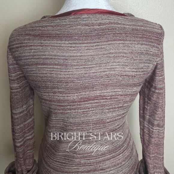 Brown Sweater Long Sleeve Gold Foiled Fold Back Cuffs ALT ASO Monica Lorelai - Picture 10 of 10